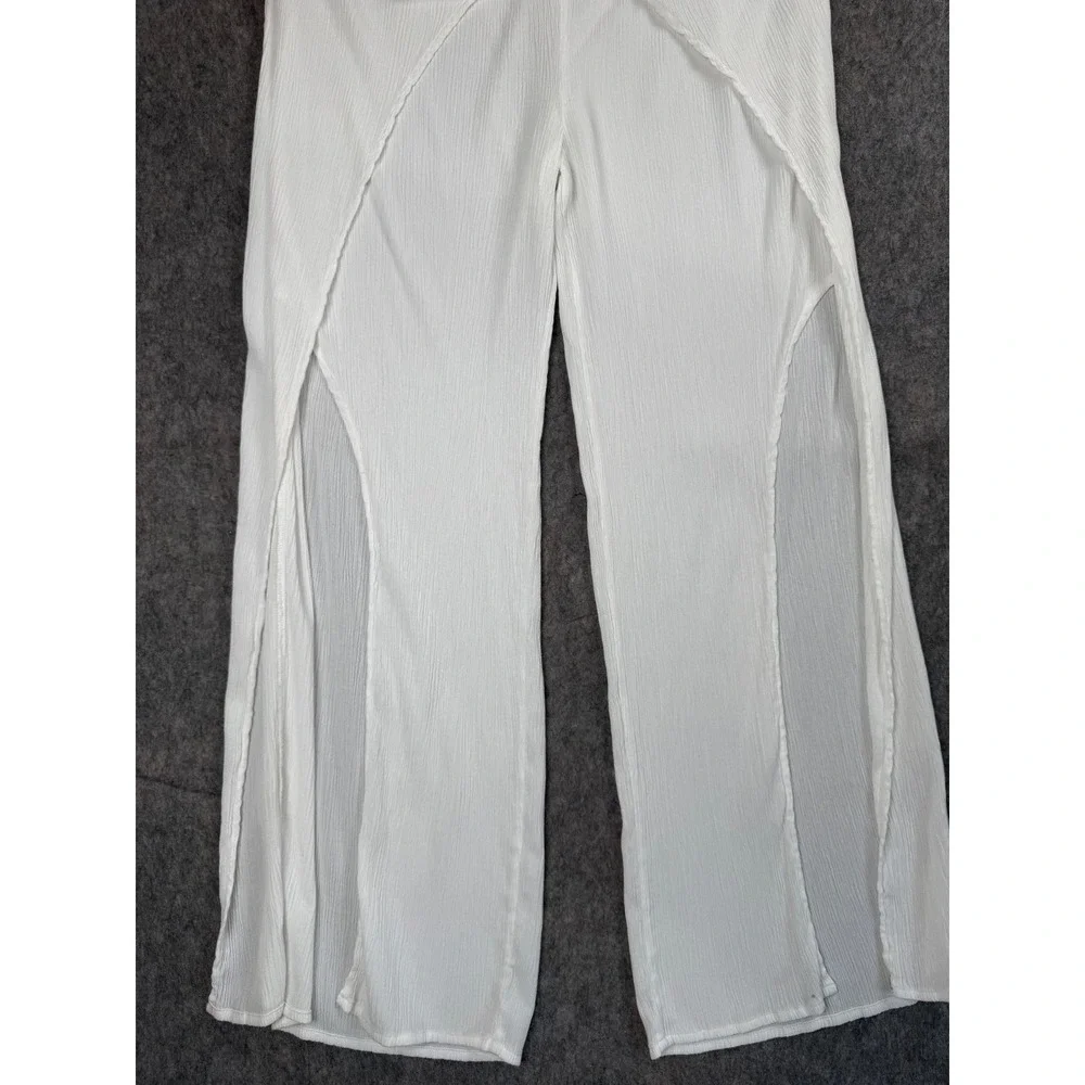 Kona Sol Womens XL White Gauze Wrap Front‎ Tie Swim Cover Up Slit Pants
